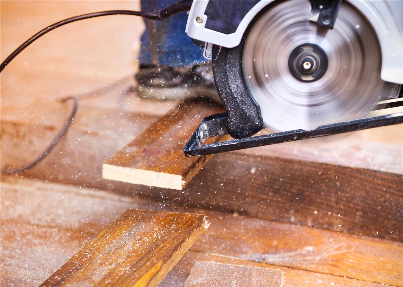 cutting hardwood floor