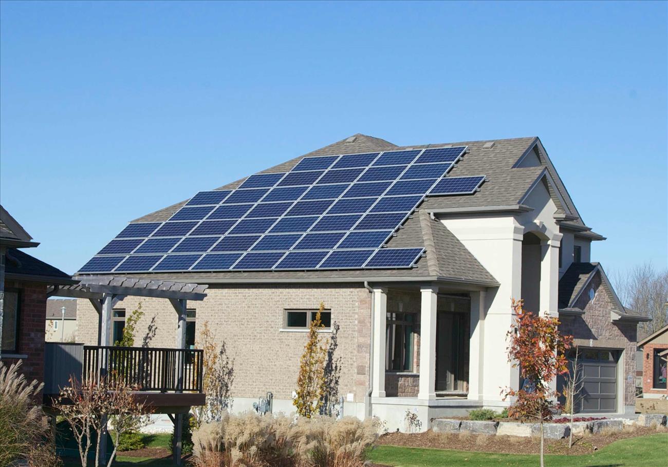 mansion with solar panels